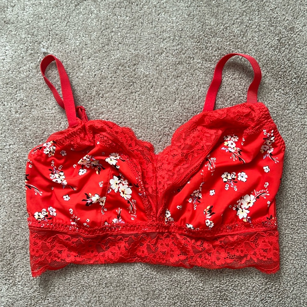 Red floral bralet - never worn - size 14